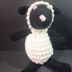 Handmade Crochet Sheep Plush - Black & White